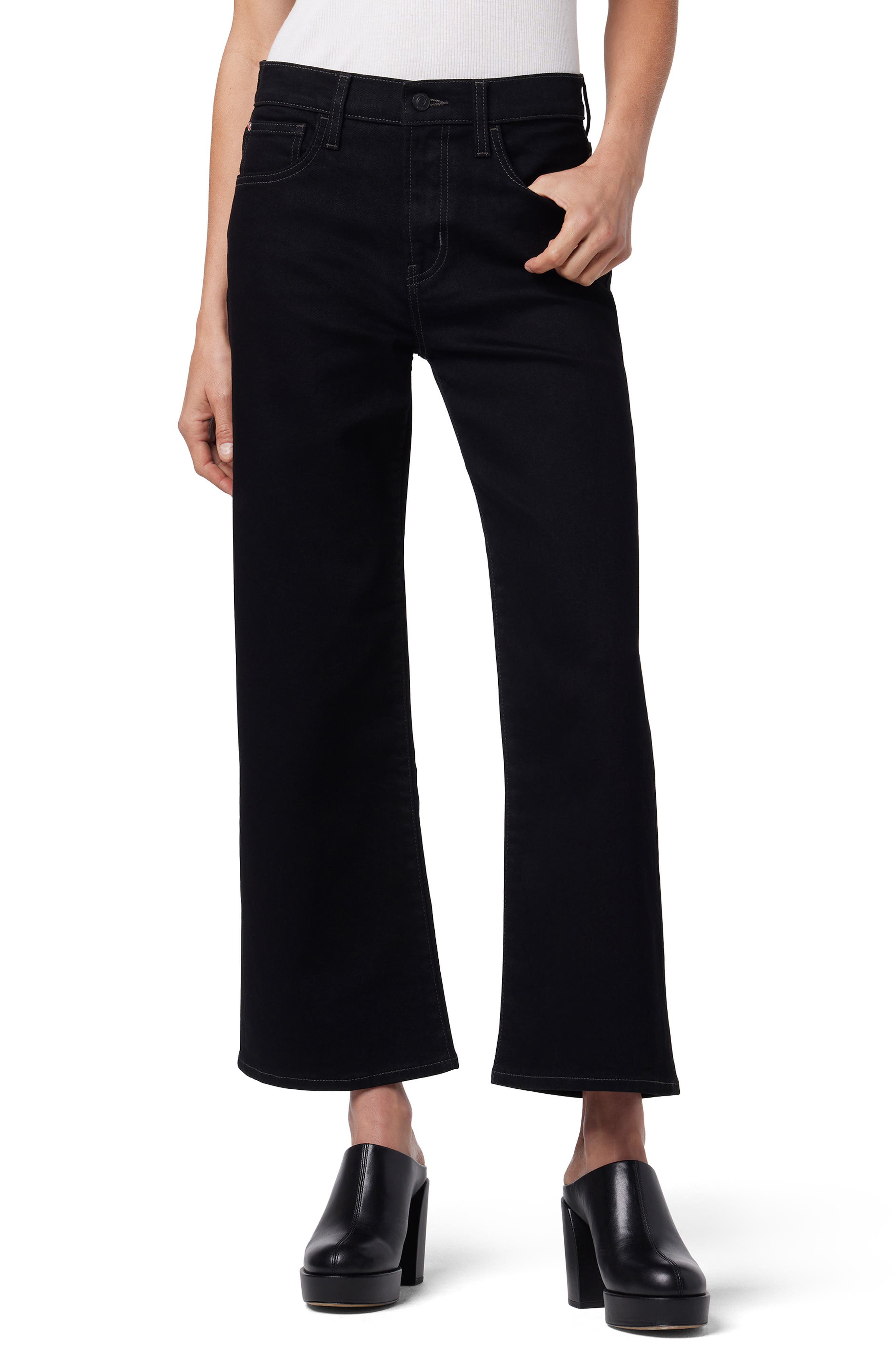 Hudson Jeans Rosalie High Waist Wide Leg Jeans (Black Rinse)