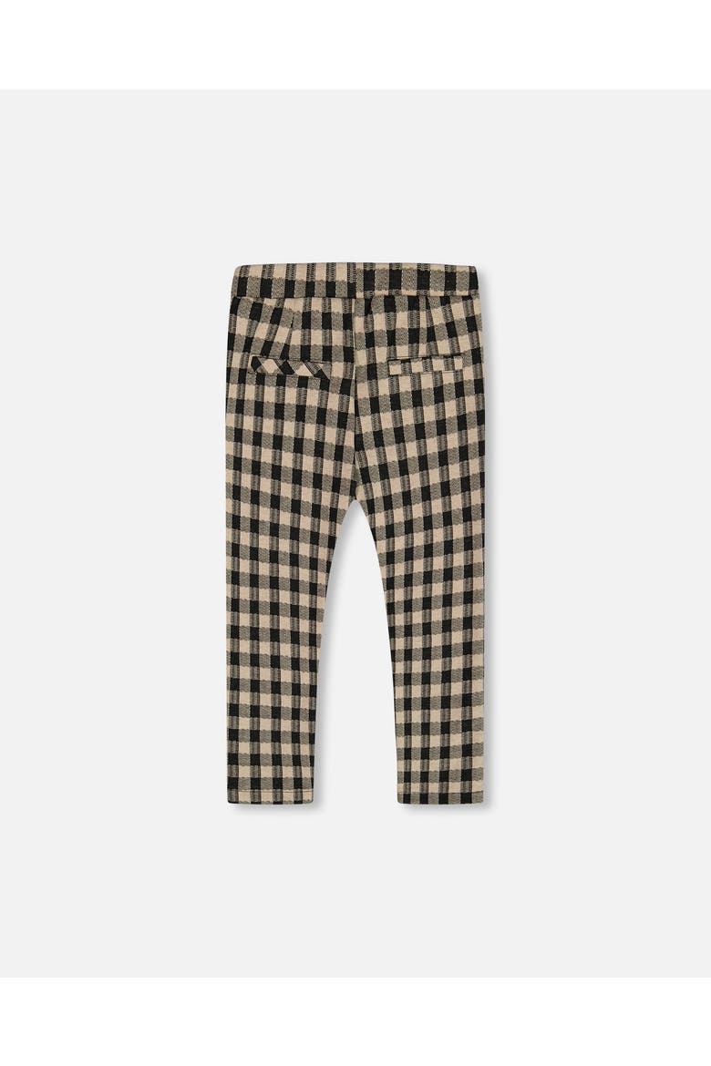 Little Girl's Treggings Plaid Black And Beige, Alternate, color, Plaid Black & Beige