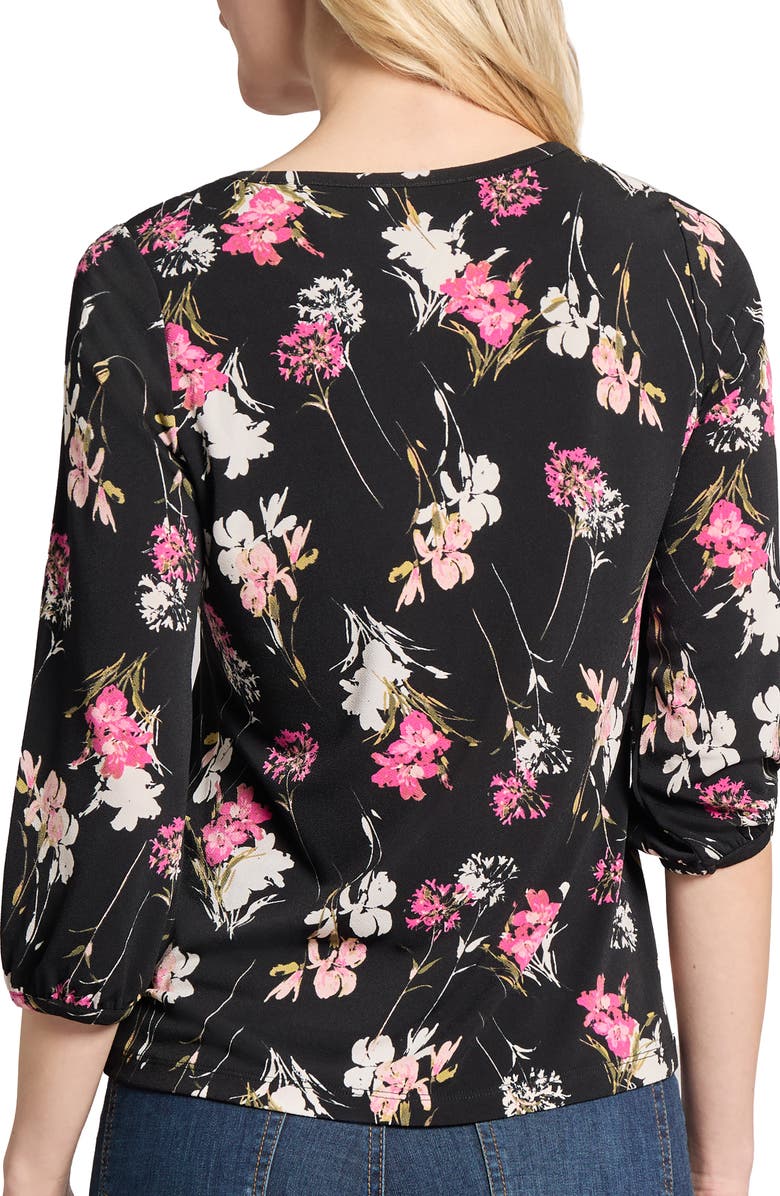 Jones New York Floral Print Moss Crepe Top, Alternate, color, 