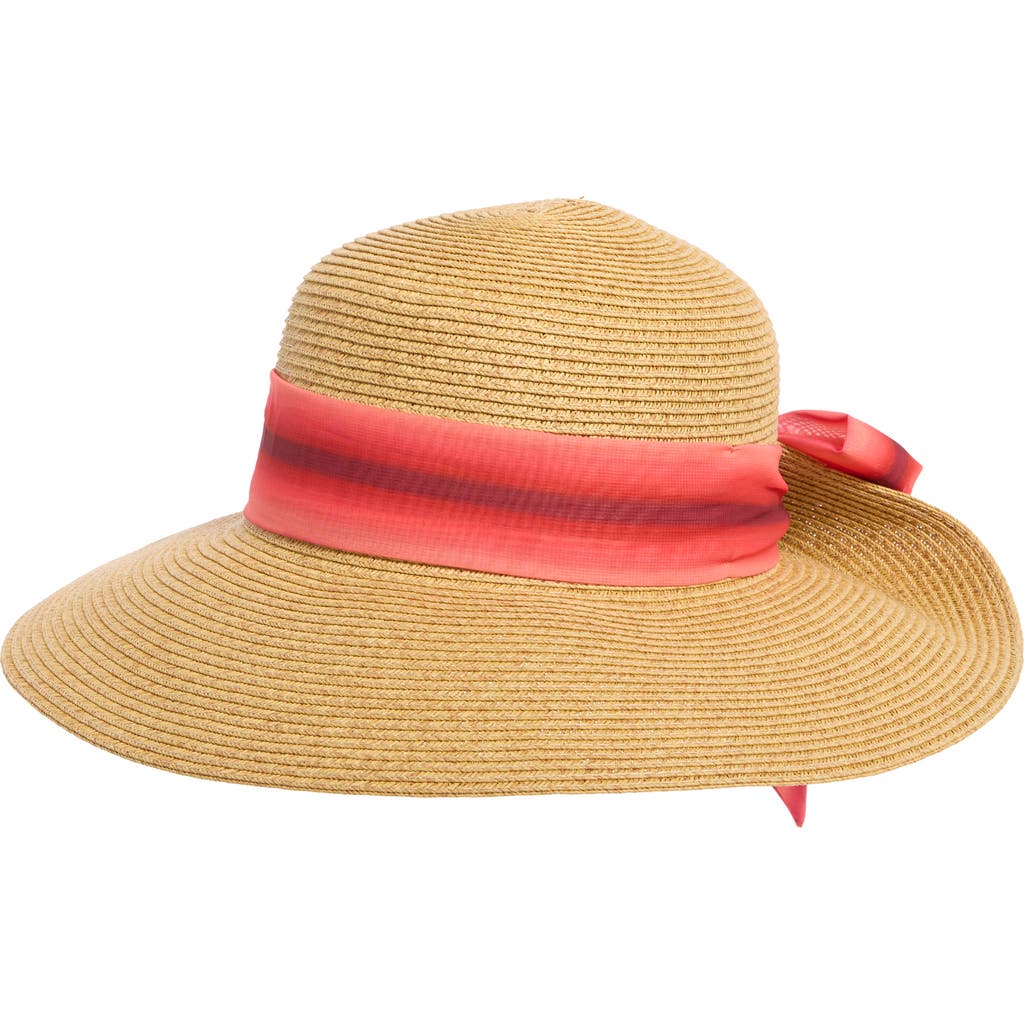Nine West Classic Flip Up Bow Floppy Hat In Heather Tan
