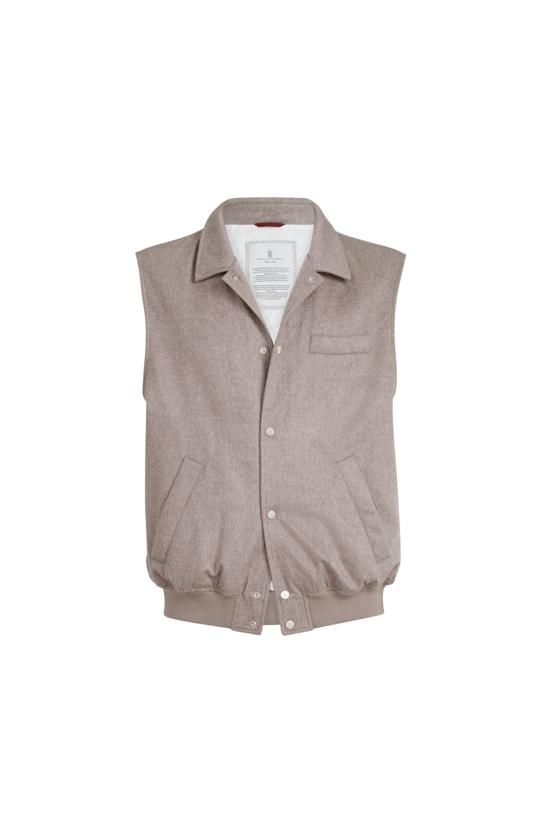 Brunello Cucinelli Cashmere flannel vest, Main, color, Brown