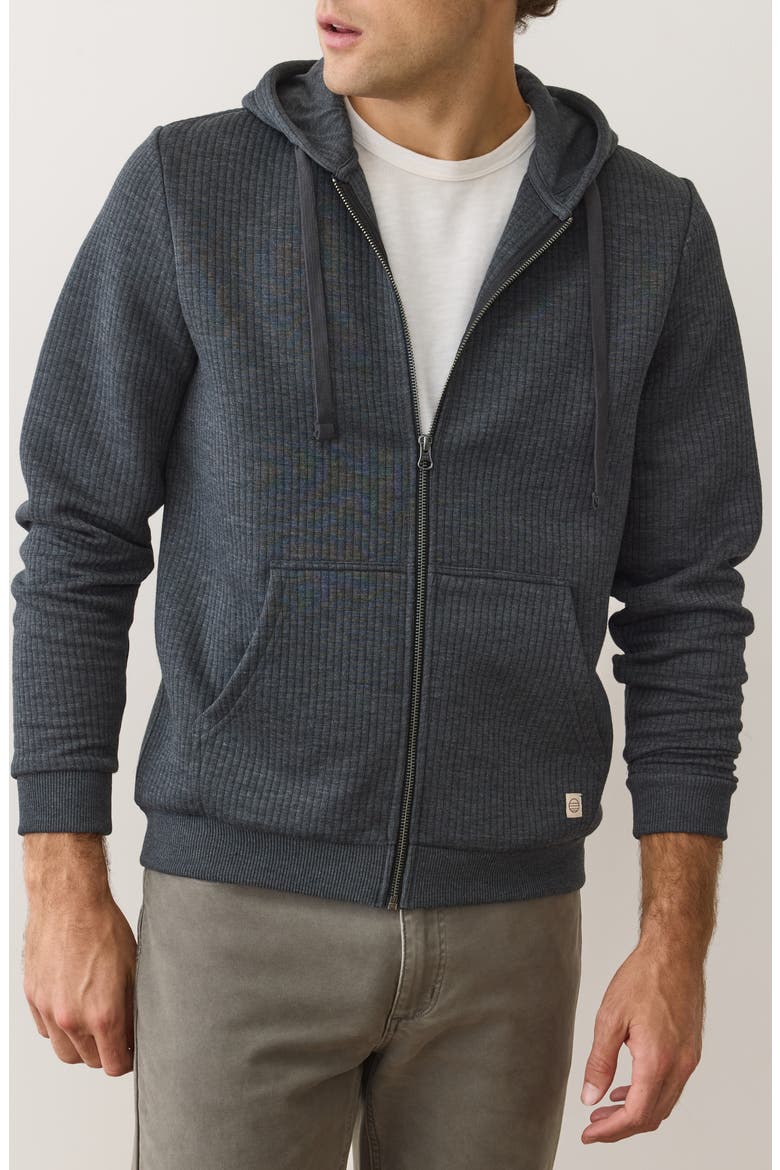 Corbet Quilted Zip-Up Hoodie, Main, color, BLACK HEATHER
