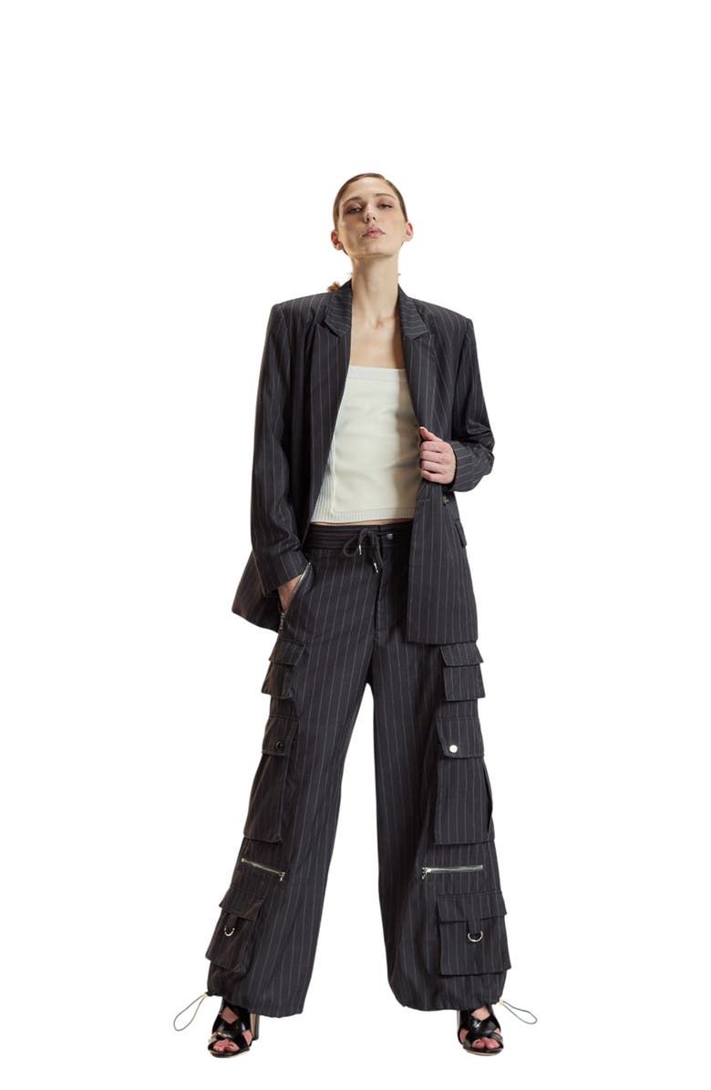 Cynthia Rowley Pinstripe Blazer, Main, color, Heather Grey