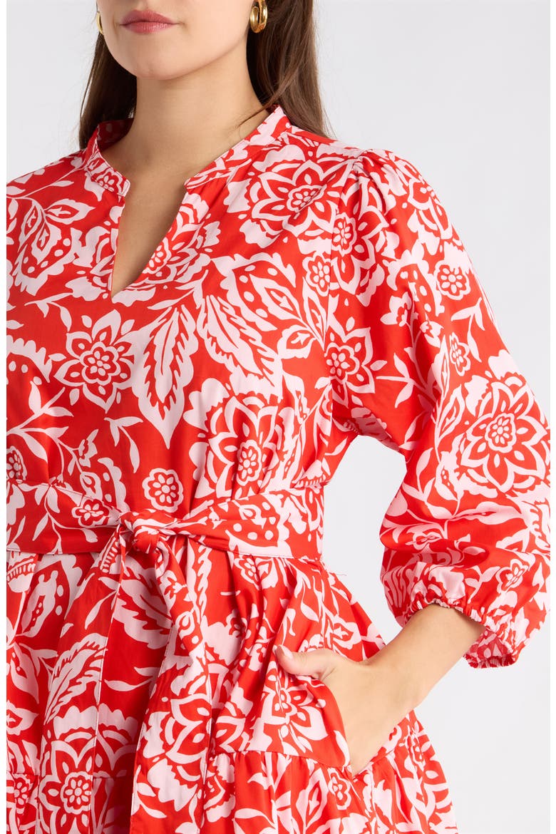 Hazen Floral Leola Shift Cotton Minidress, Alternate, color, RED-MULTI
