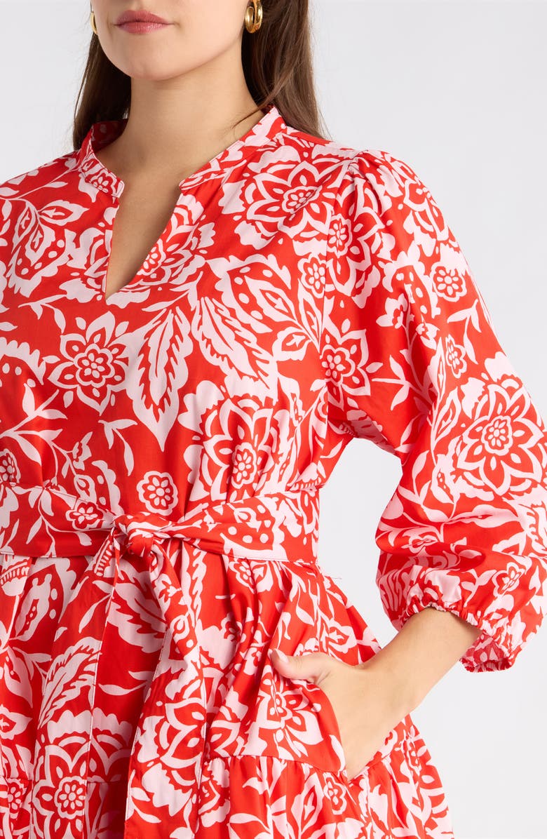 SUGARLIPS Hazen Floral Leola Shift Cotton Minidress, Alternate, color, Red-Multi