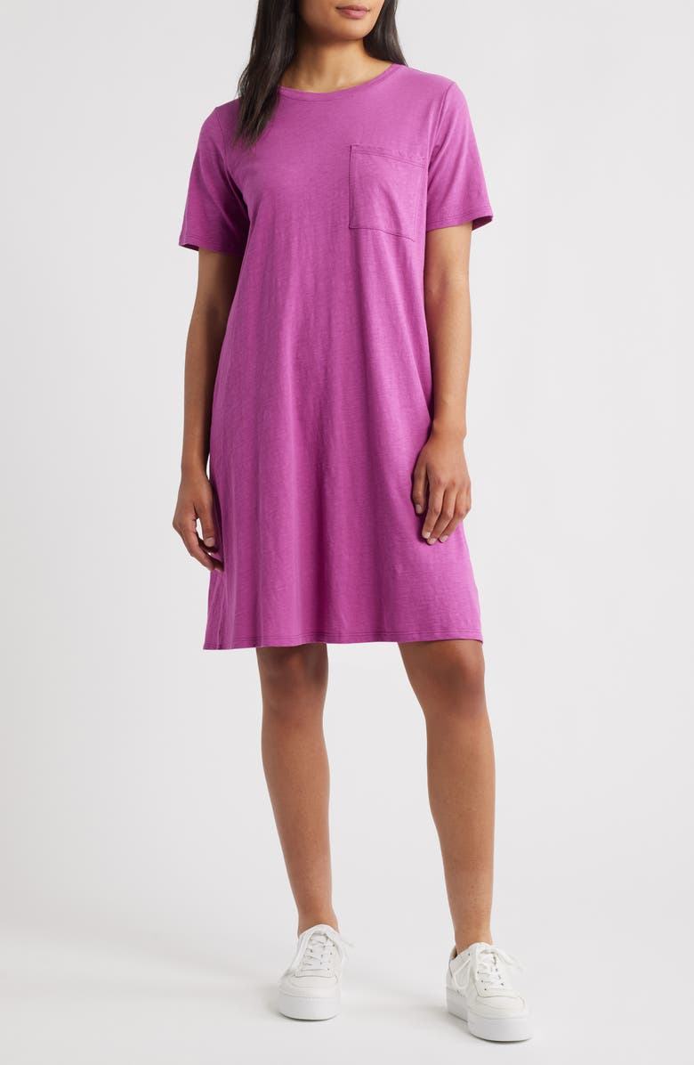 Eileen Fisher Organic Cotton T-Shirt Dress, Main, color, Grape