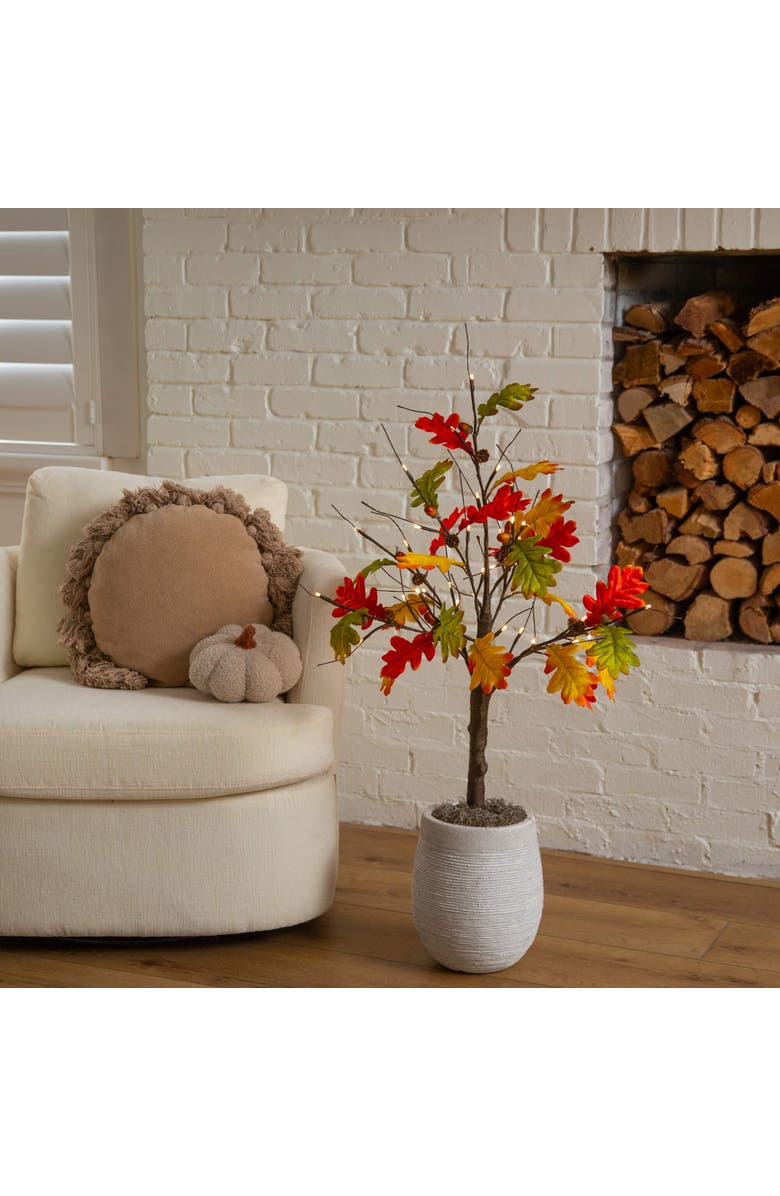 NEARLY NATURAL 3-ft Pre-Lit Autumn Maple Artificial Fall Tree with Pinecones, Acorns and 36 Warm White LED Lights, Alternate, color, Multi