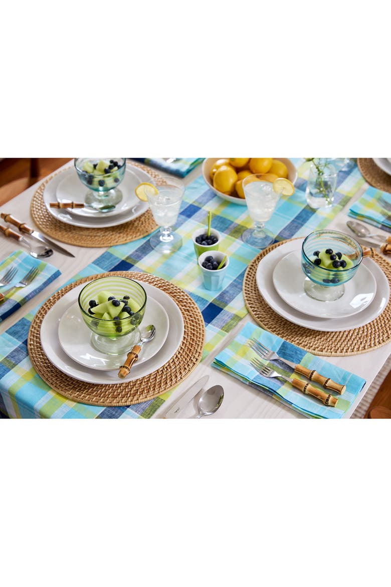 Linen Table Runner - Summer Madras Plaid, Alternate, color, Blue Plaid