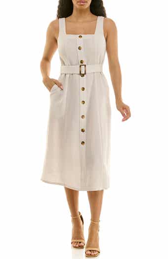 Square Neck Button Front Dress