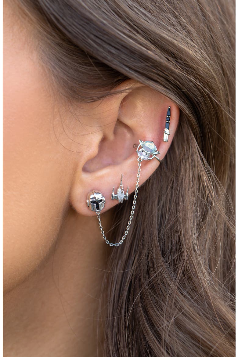 Star Wars This is the Way Set of 3 Mismatched Earrings, Alternate, color, SILVER