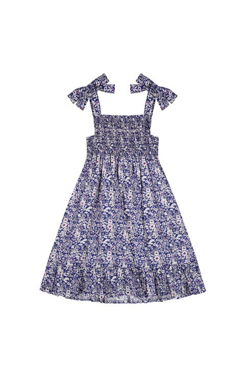 India Shoulder Tie Sundress Navy Floral