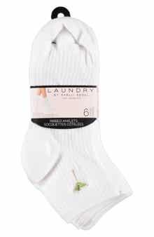 6-Pack Embroidered Rib Anklet Socks