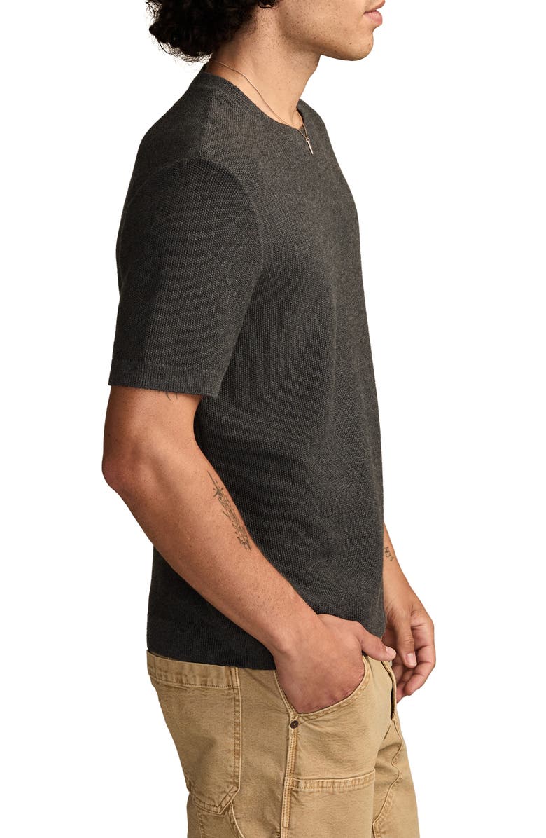 Lucky Brand Rib Short Sleeve Sweater, Alternate, color, Charcoal Heather Grey