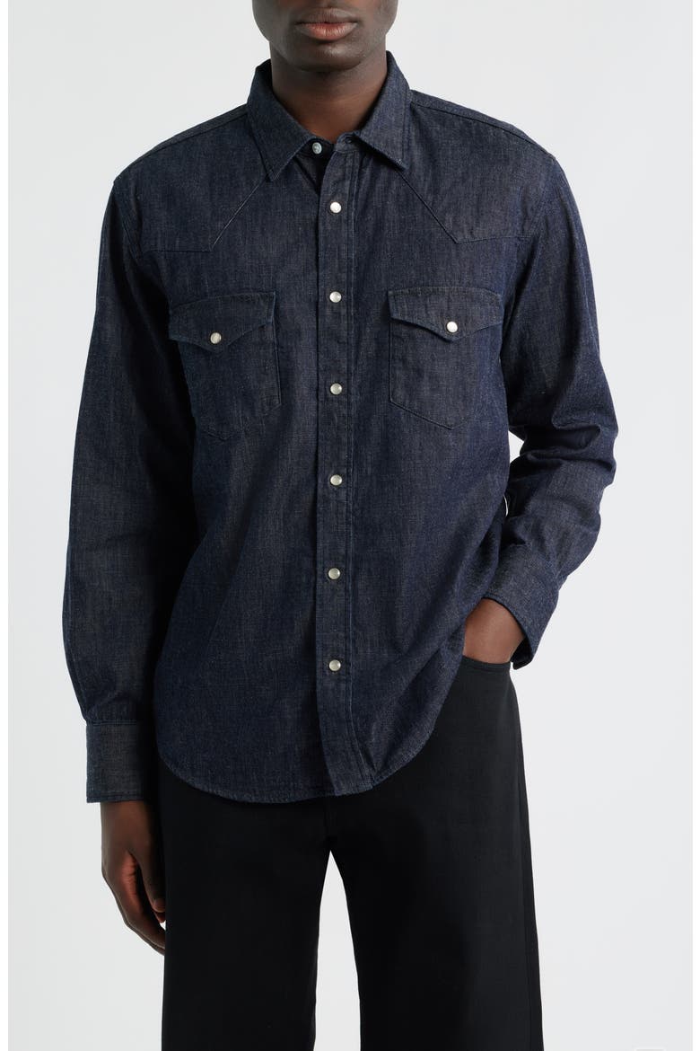Denim Western Button-Up Shirt, Main, color, BLUE DENIM