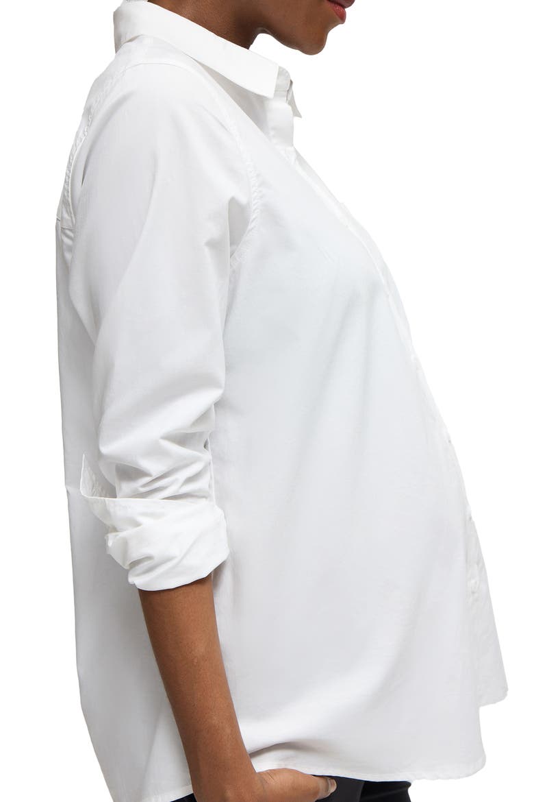 Maternity Poplin Button Down, Alternate, color, White