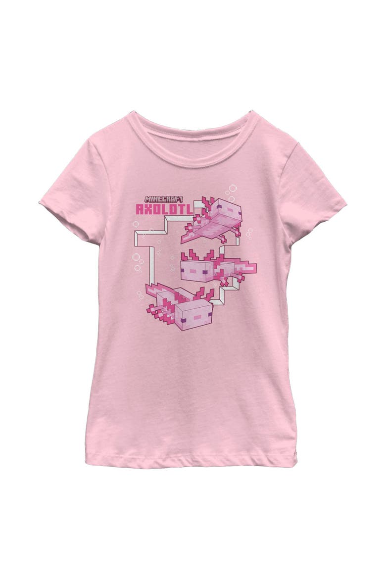 Girl's Minecraft Axolotl  Graphic T-Shirt, Main, color, Light Pink