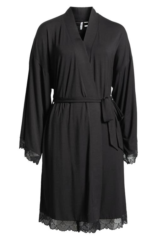 Nordstrom Moonlight Eco Lace Trim Robe In Black