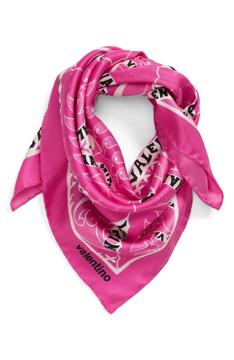 Valentino Garavani Manifesto Bandana Square Silk Scarf, Alternate, color, 