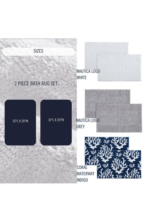 Nautica Logo Knit Bath Rug Set In White