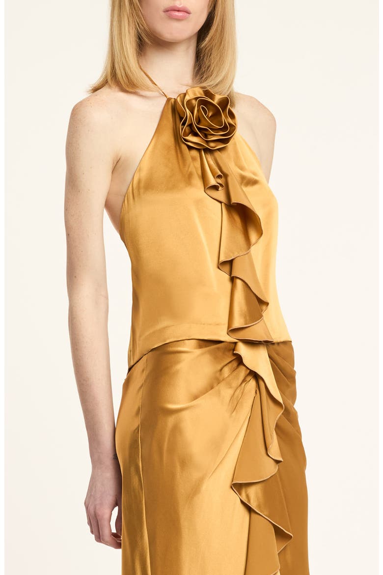 Hallie Rosette Silk Top, Main, color, HONEY CLOVE