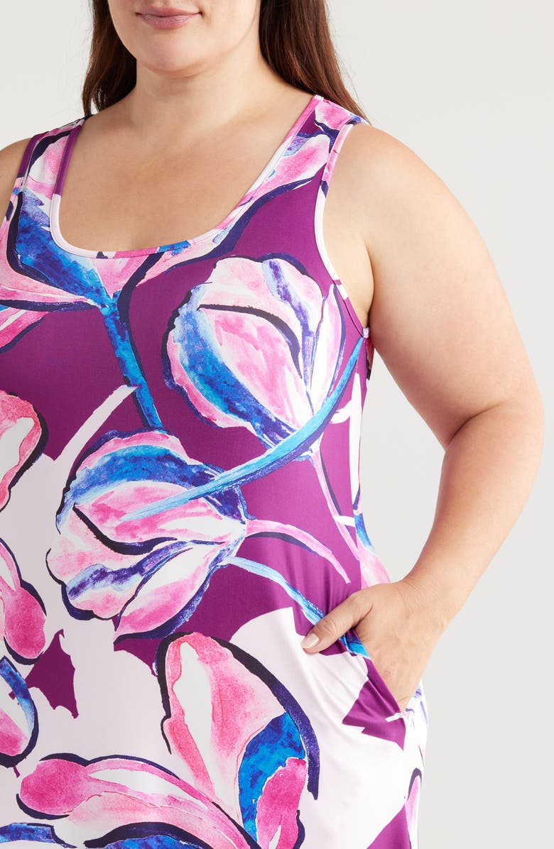 24seven Comfort Apparel Floral Square Neck Maxi Dress, Alternate, color,