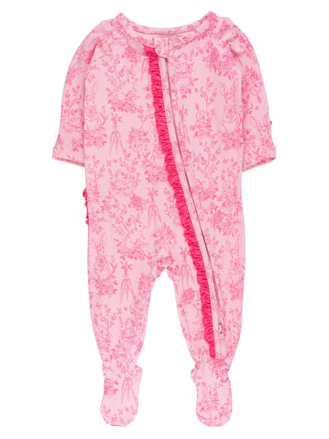 Baby Girls Modal Blend Ruffle One Piece Footie Pajamas
