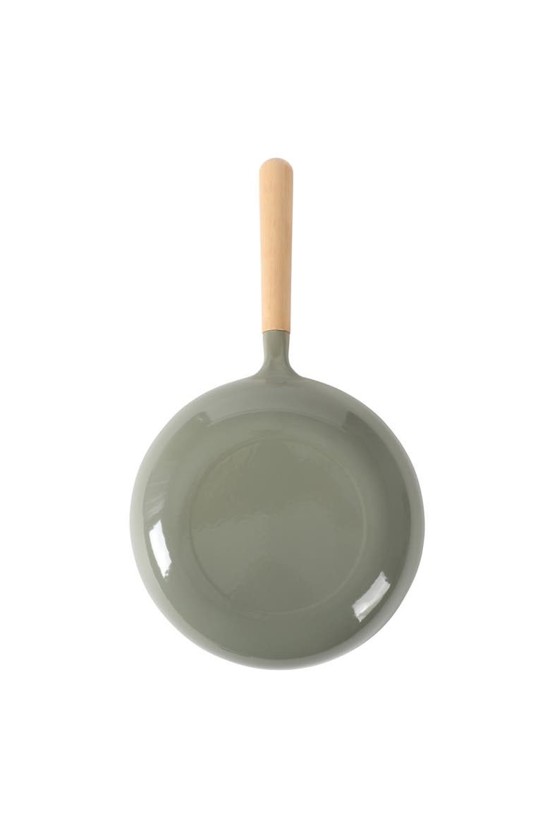 Pre-Seasoned Cast Iron Skillet with Wood Handle, Natural Nonstick Lightweight Frying Pan, Alternate, color, Green