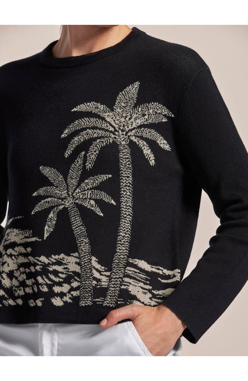 Tori Richard Palm Lined Jacquard Opal Sweater In Black