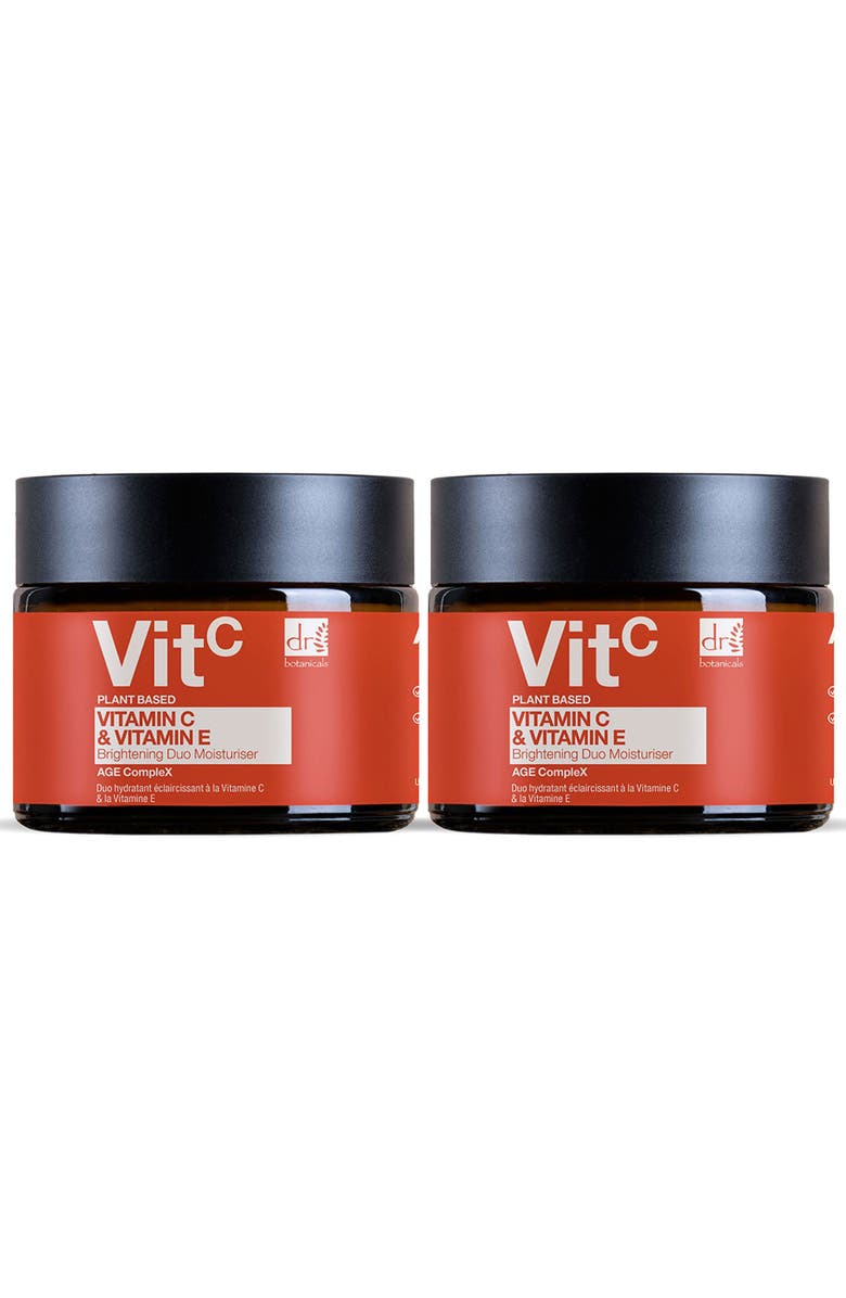 DR BOTANICALS Vitamin C 1% 
Vitamin E Brightening Duo Moisturiser 60ml x 2 Duo Pack, Main, color, White