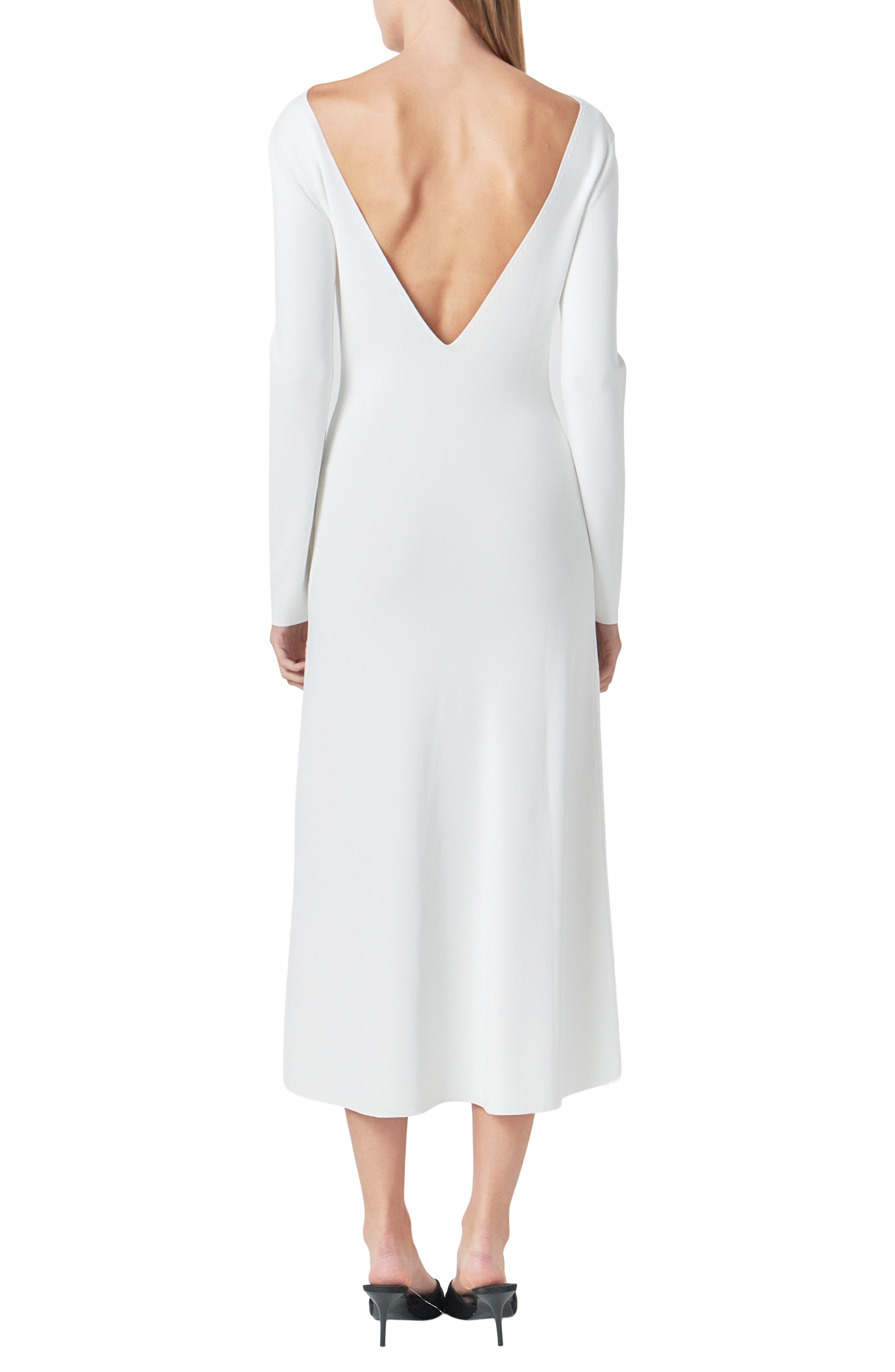 Open Back Long Sleeve Midi Sweater Dress - image 2