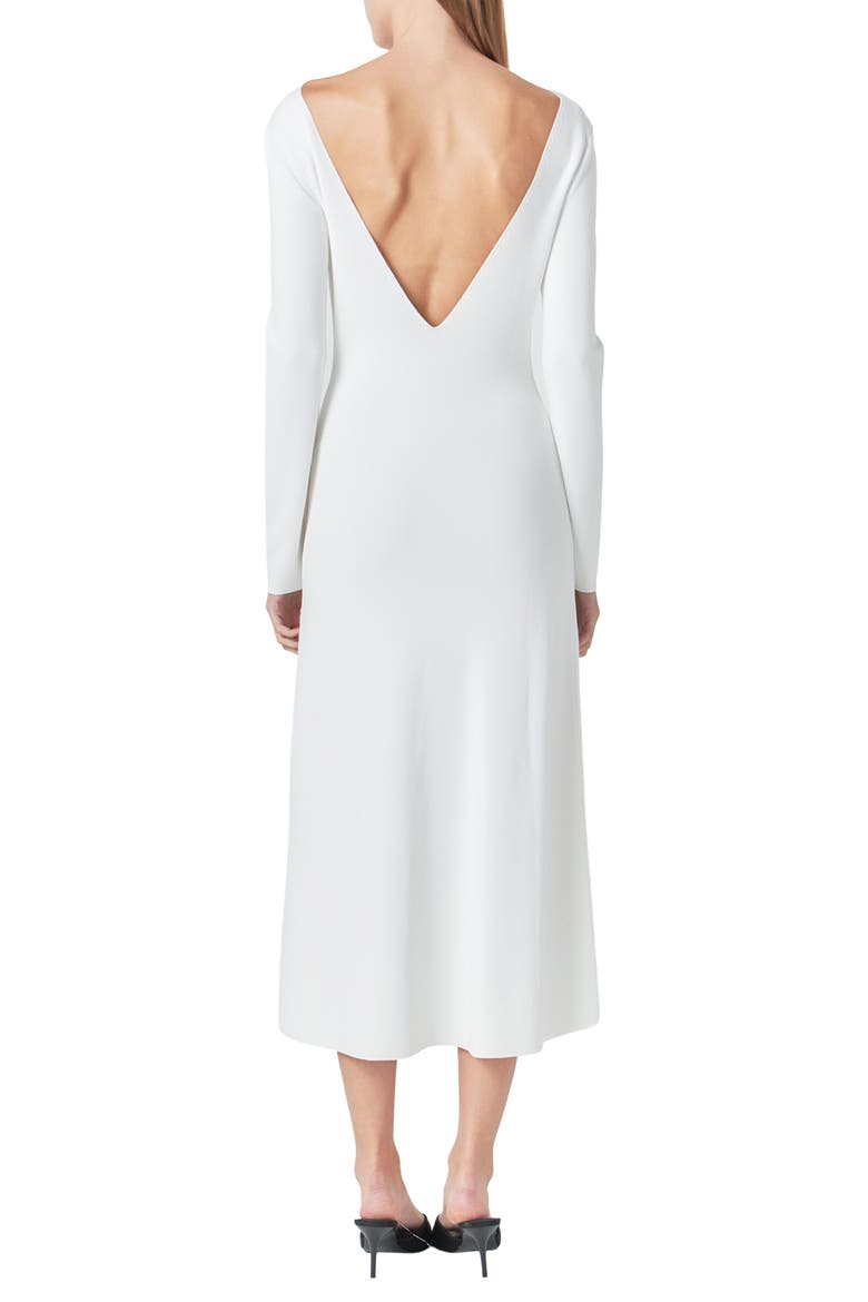 Open Back Long Sleeve Midi Sweater Dress, Alternate, color, CREAM