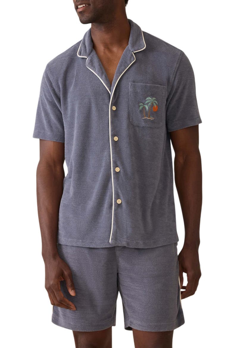 Cabana Towel Terry Camp Shirt, Main, color, MONTAUK