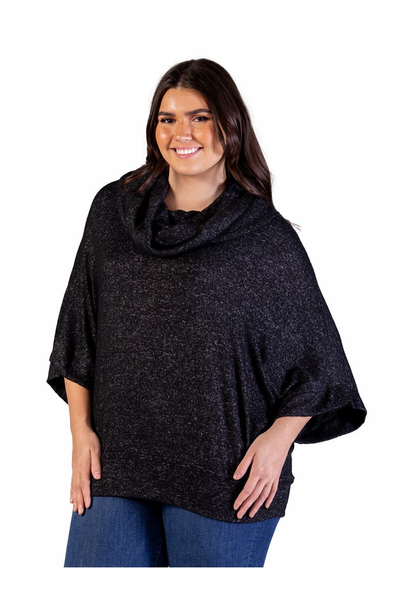 24seven Comfort Apparel Cowl Neck Dolman Sleeve Sweater Top, Alternate, color, Black