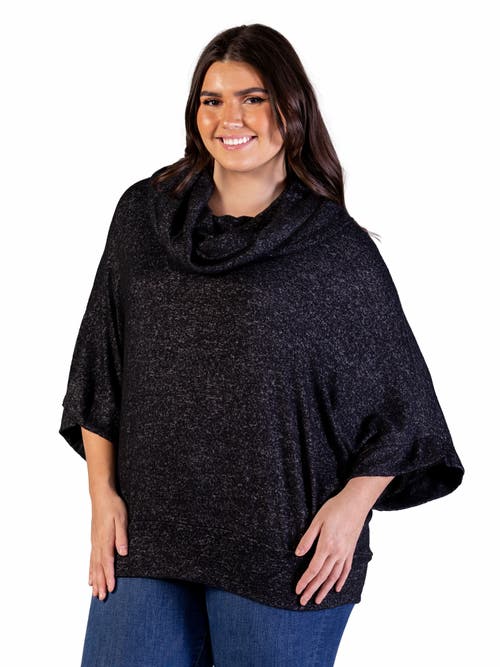 24seven Comfort Apparel Cowl Neck Dolman Sleeve Sweater Top In Black