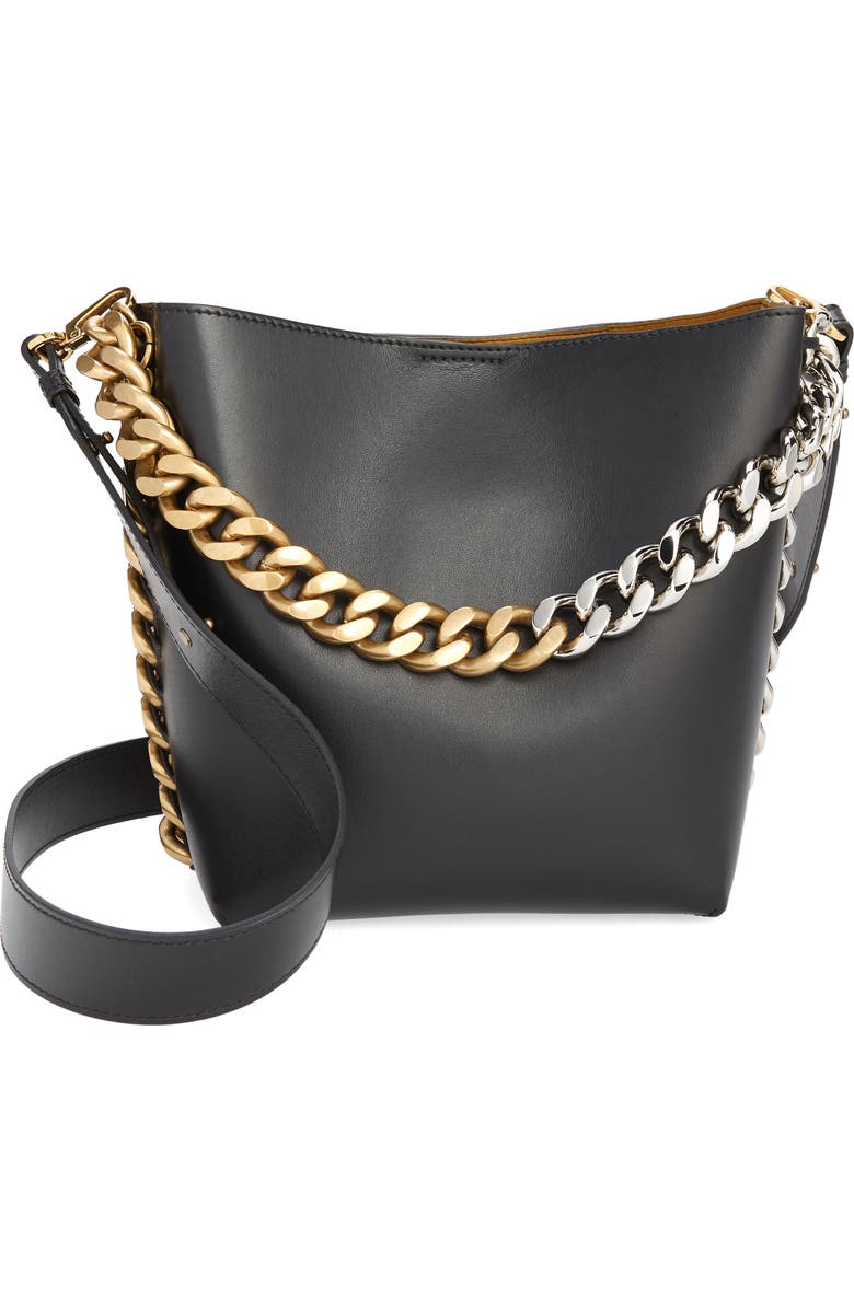 Stella McCartney Frayme Faux Leather Bucket Bag, Main, color,