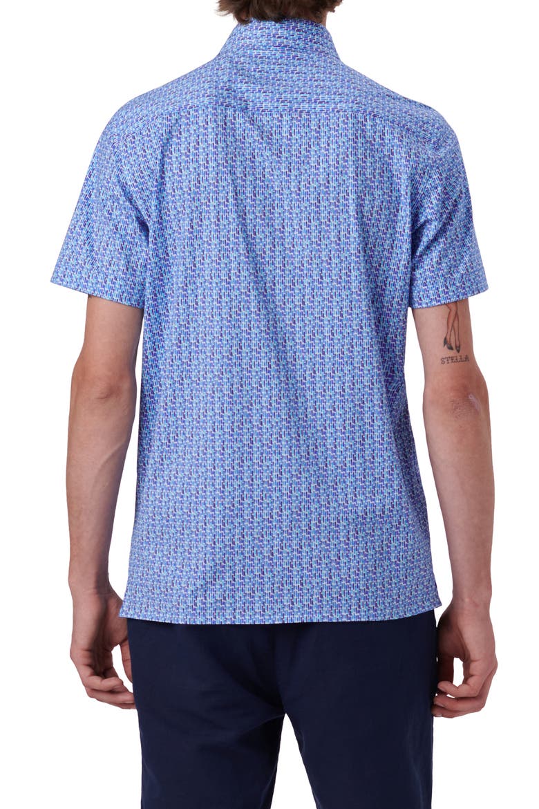 Milo OoohCotton® Abstract Print Short Sleeve Button-Up Shirt, Alternate, color, OCEAN