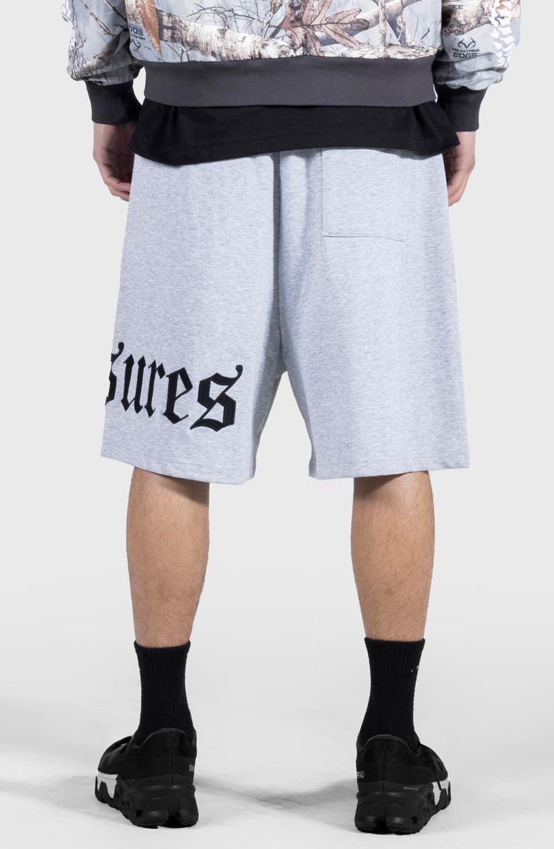 PLEASURES OE Wide Knit Drawstring Shorts, Alternate, color, Grey Mlange