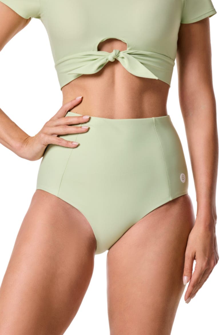 Women's Ocean Sculpt High Rise Swim Bottoms, UPF 50+ Sun Protection, Alternate, color, Seedling