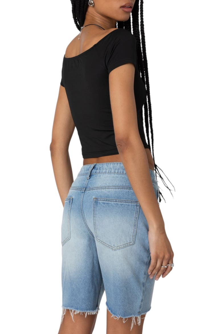 Alexandera Ballet Neck Cotton Crop T-Shirt, Alternate, color, BLACK