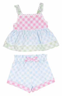 Rare Editions Spring Gingham Tank & Shorts Set