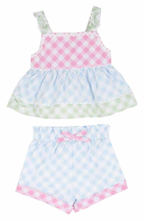 Rare Editions Spring Gingham Tank & Shorts Set