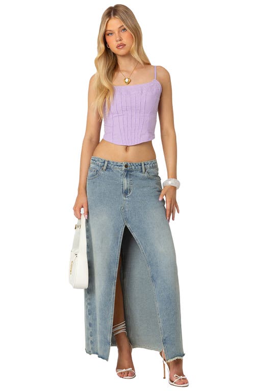 Edikted Elowen Eyelet Lace-up Corset Camisole In Purple