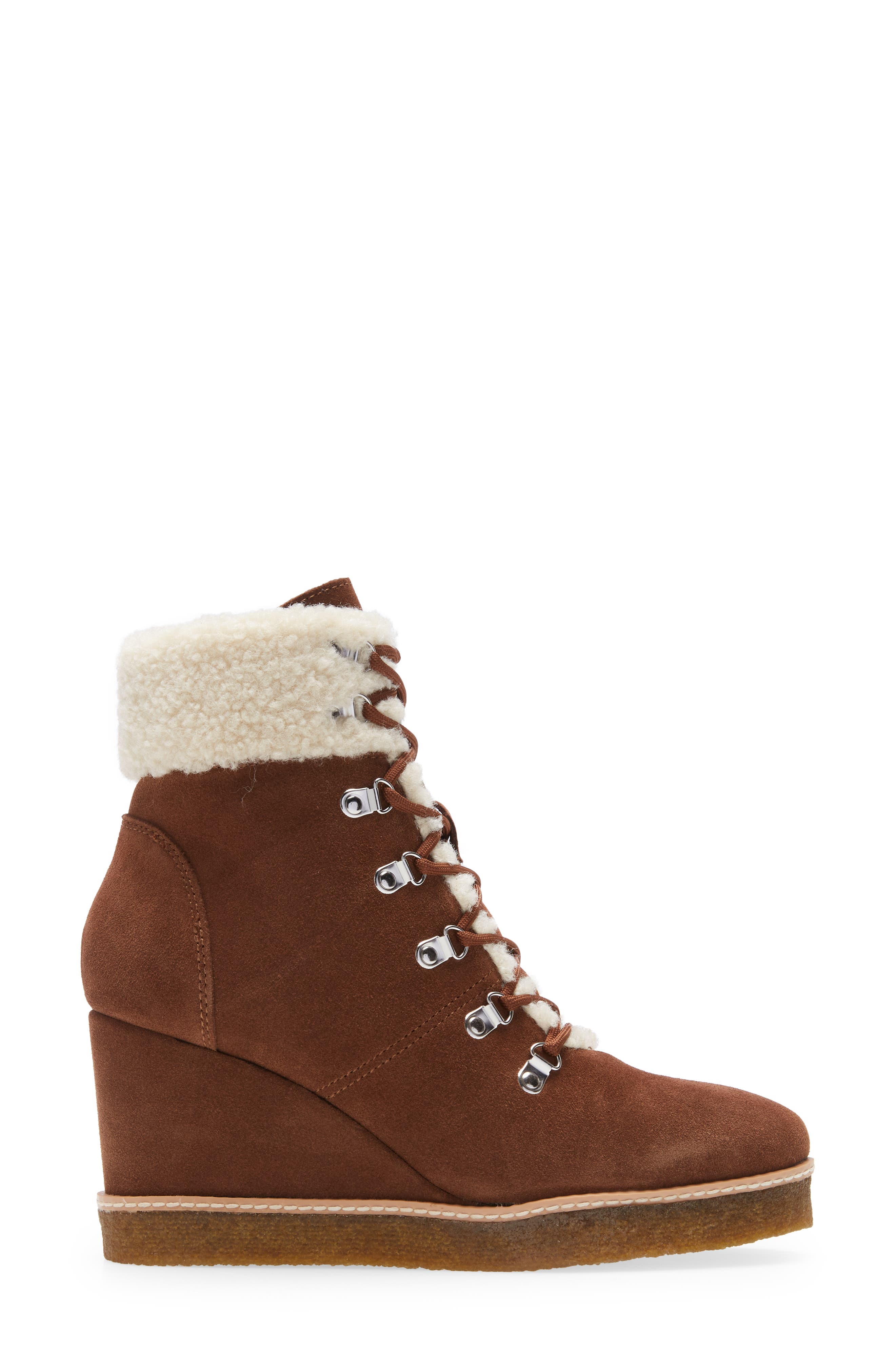 Steve Madden Marcel Faux Shearling Wedge Bootie, Alternate, color, 