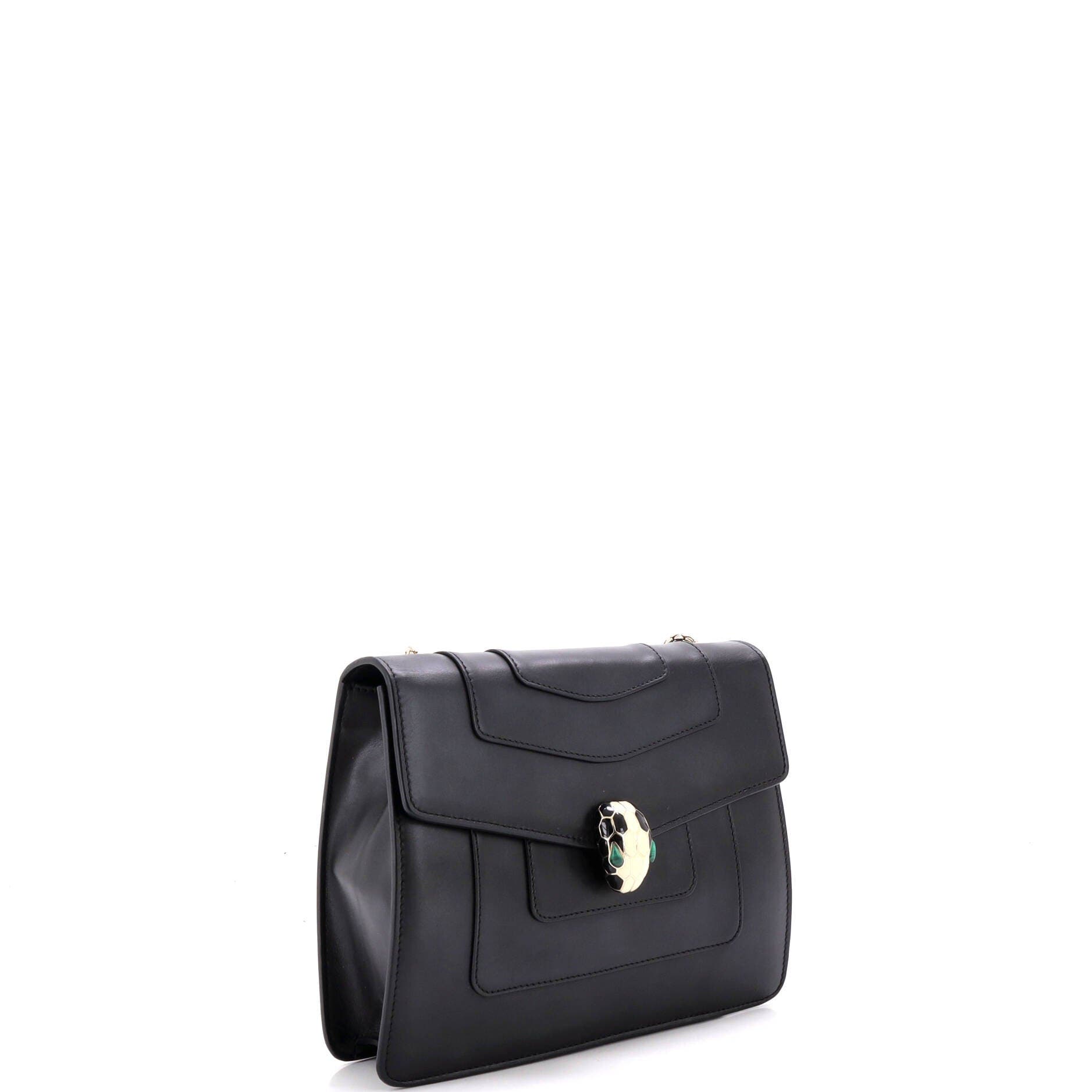 Serpenti Forever Square Shoulder Bag Leather Medium, Alternate, color, Black
