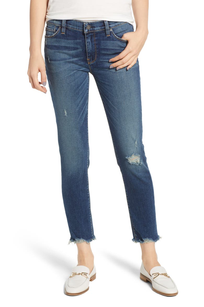Tally Unfamed Hem Skinny Jeans, Main, color, SIDE BAR W/ RAW HEM
