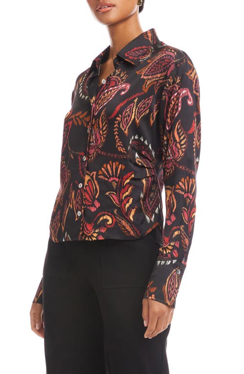 Fifteen Twenty Tawnie Print Side Pleat Shirt In Brown