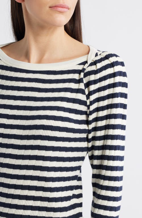 Nation Ltd Amelie Stripe Envelope Neck Top In Pointelle Stripe