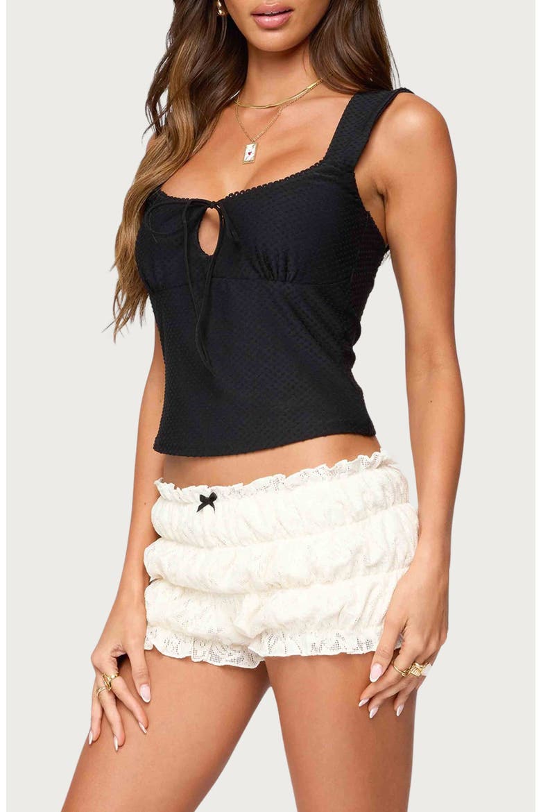 Leya Keyhole Textured Crop Top, Alternate, color, BLACK