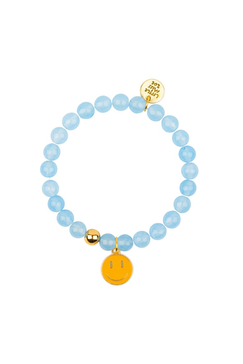 Smiley Gemstone and Delicate Gold Bracelet Set, Alternate, color, Blue