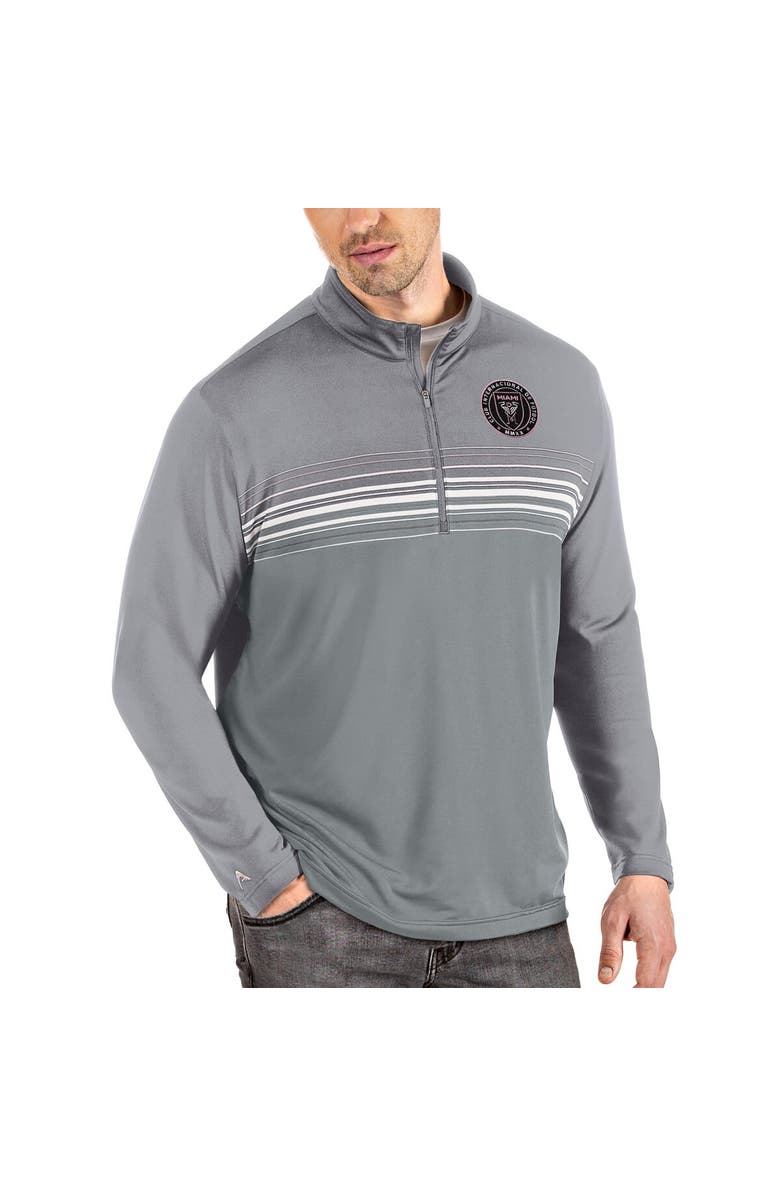 ANTIGUA Men's Antigua Steel/Gray Inter Miami CF Pace Quarter-Zip Pullover Jacket, Main, color, 
